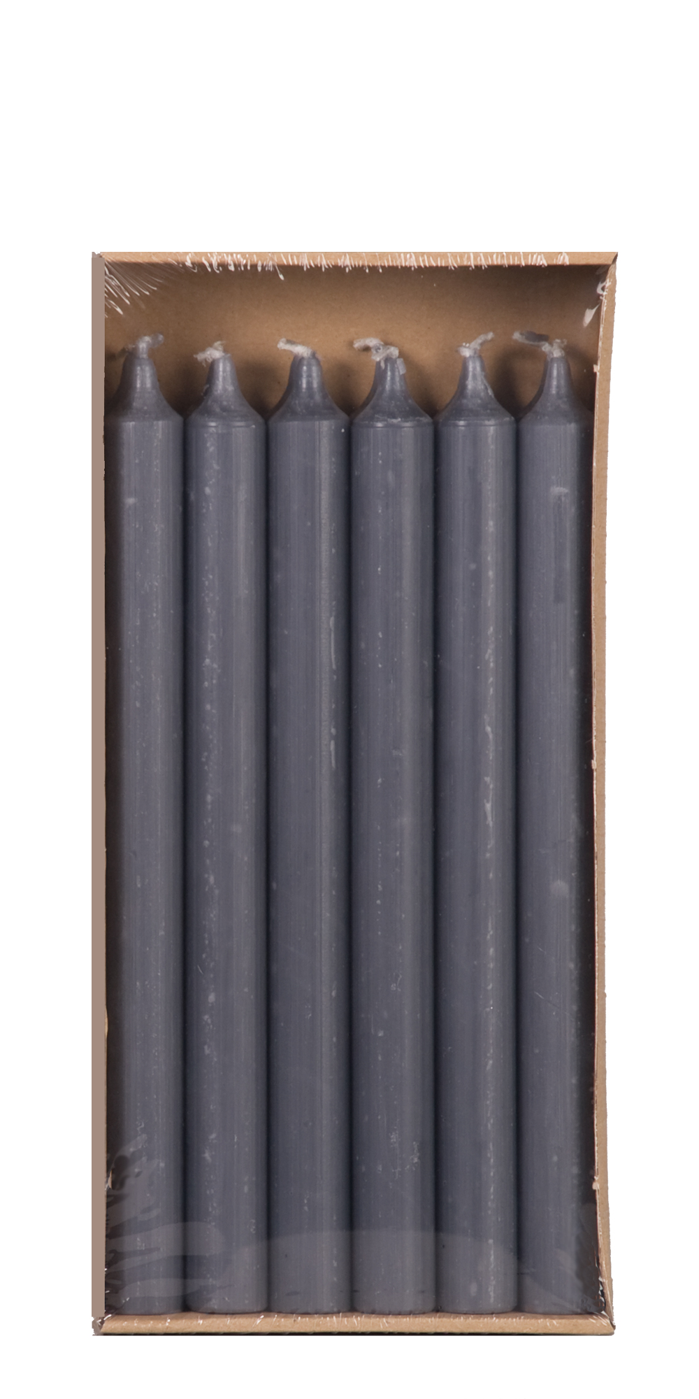 Rustic-Stabkerzen anthrazit, 12er Pack