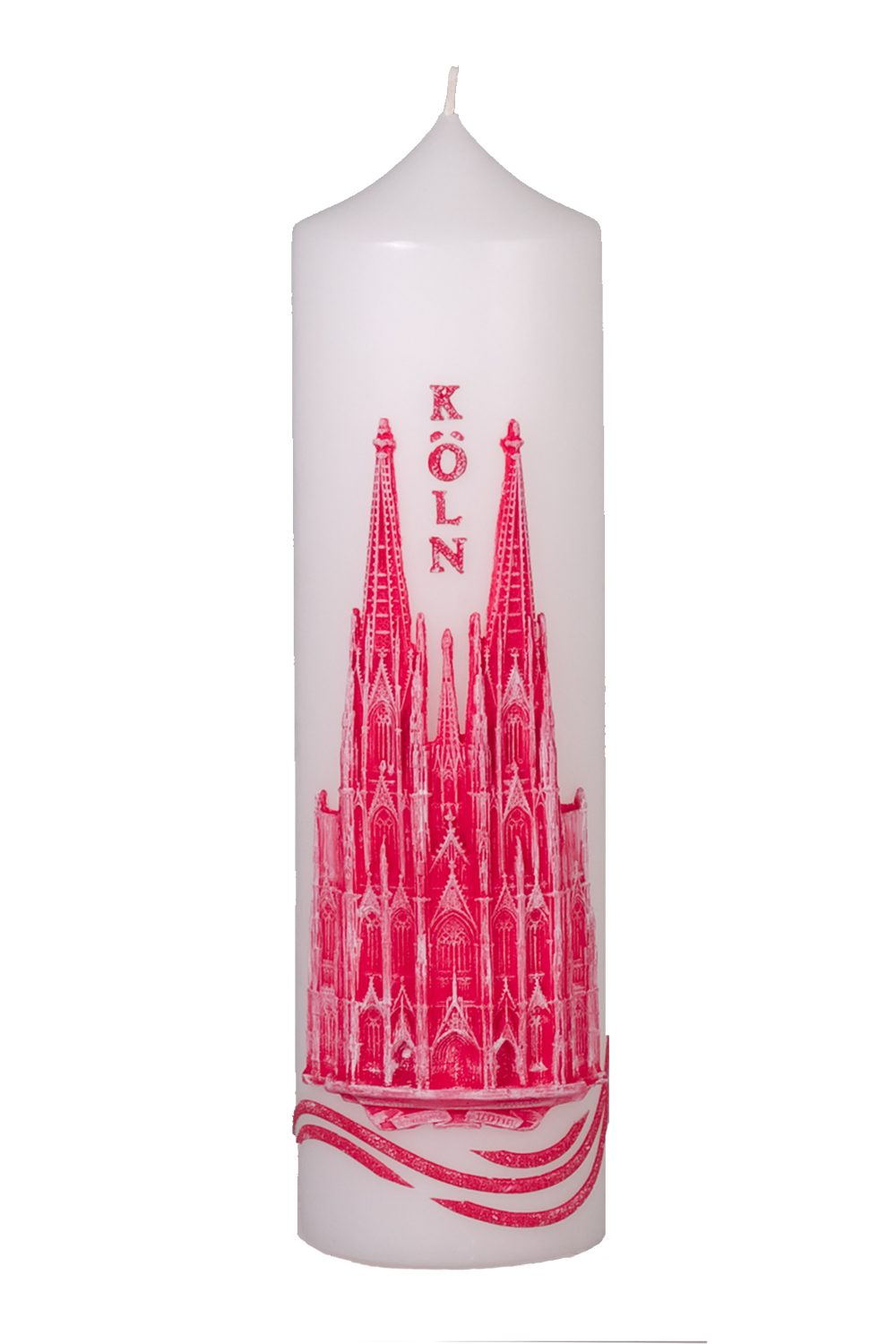 Kölnkerze mit modelliertem Kölner Dom rot 250x70 mm