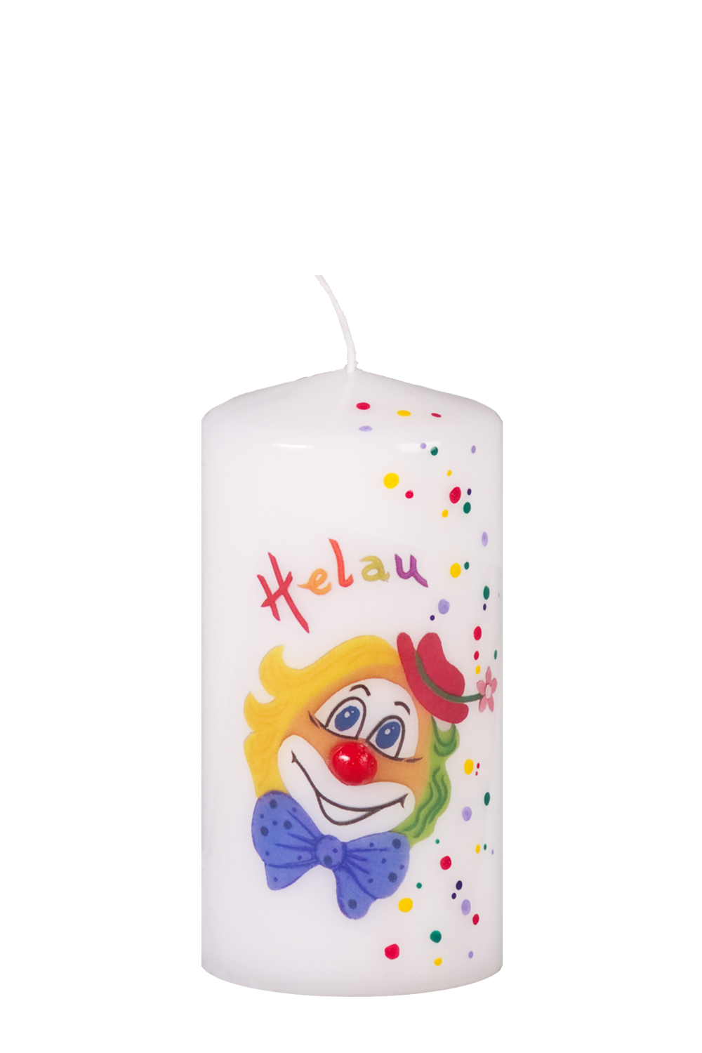 Faschingskerze Clowngesicht 120x60 mm "Helau" (Dekoration)