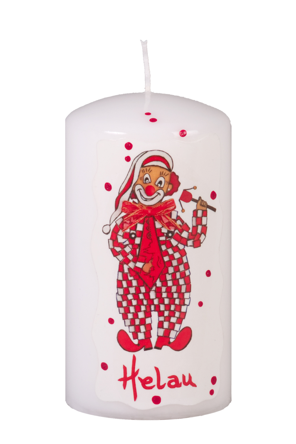 Faschingskerze mit Lappenclown "Helau" 150x80 mm (Dekoration)