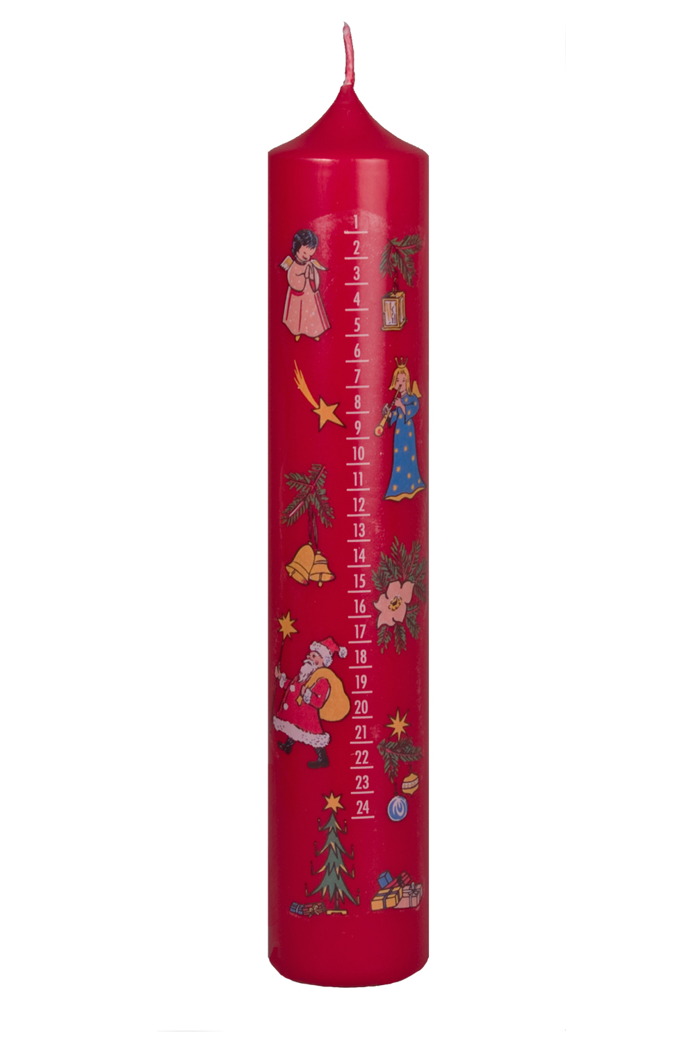 Adventskalender-Kerze Nr. 14 rot, 265 x 50 mm  