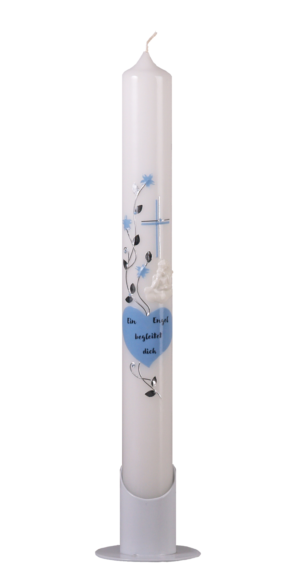 Taufkerze 675 hellblau, 400 x 400 mm weiß
