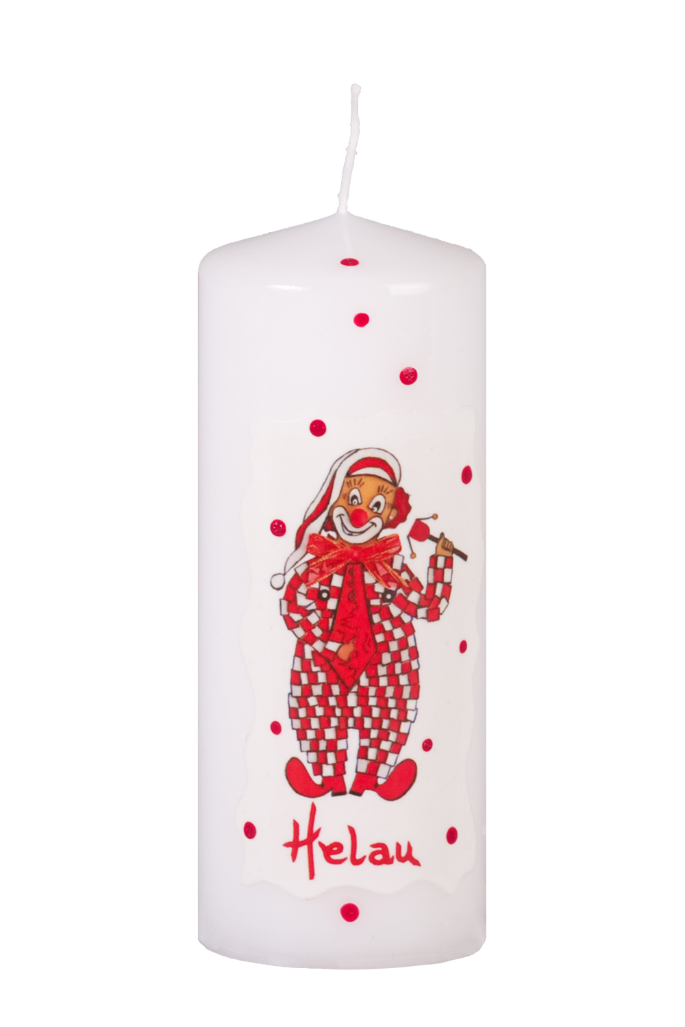 Faschingskerze mit Lappenclown "Helau" 150x60 mm (Dekoration)