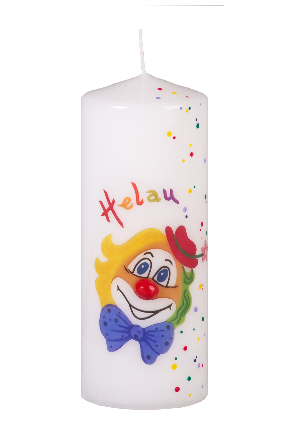 Faschingskerze Clowngesicht  200x80 mm "Helau" (Dekoration)