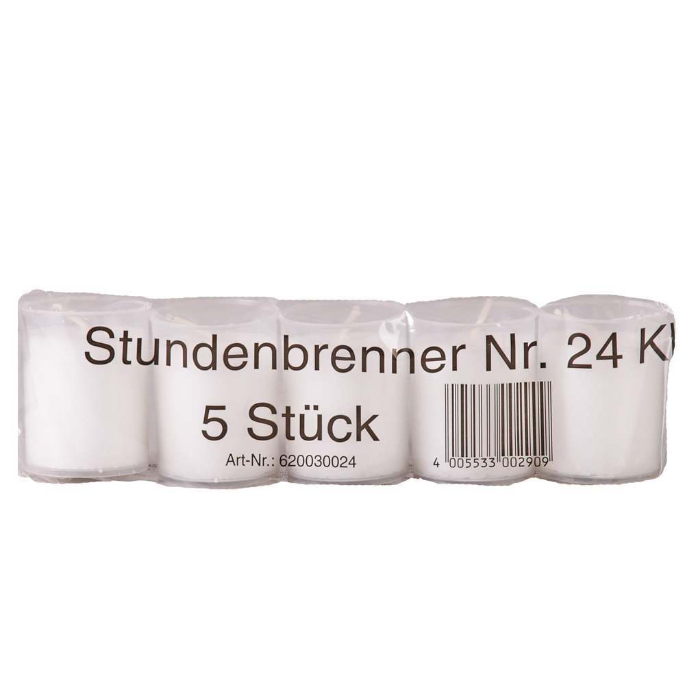 Stundenbrenner Nr. 24 farblos, 5-er Pack